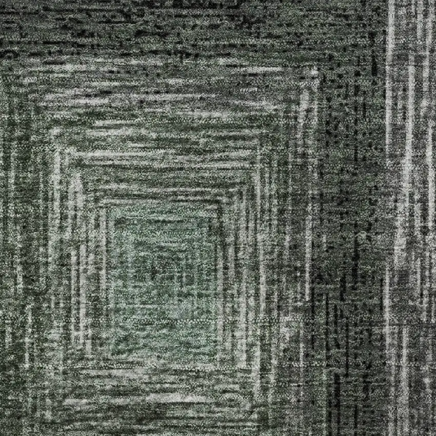 8' Pale Aqua Ivory And Gray Geometric Washable Round Rug With UV Protection Photo 9