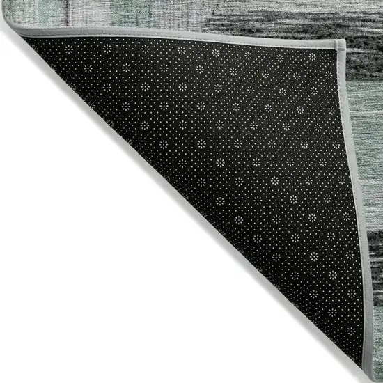 8' Pale Aqua Ivory And Gray Round Geometric Washable Indoor Outdoor Area Rug Photo 9