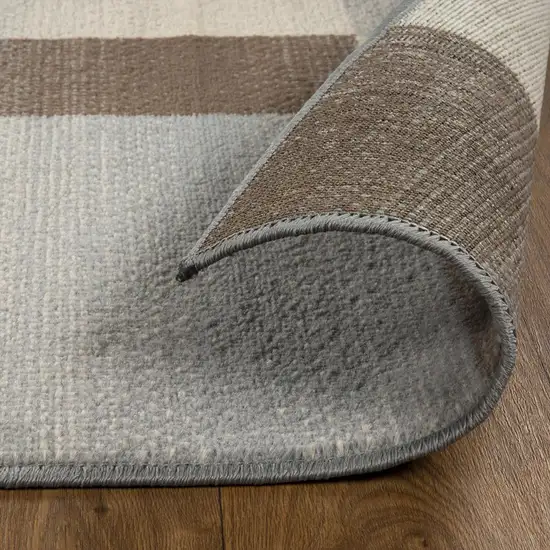 8' Gray Tan And Brown Patchwork Runner Rug Photo 3