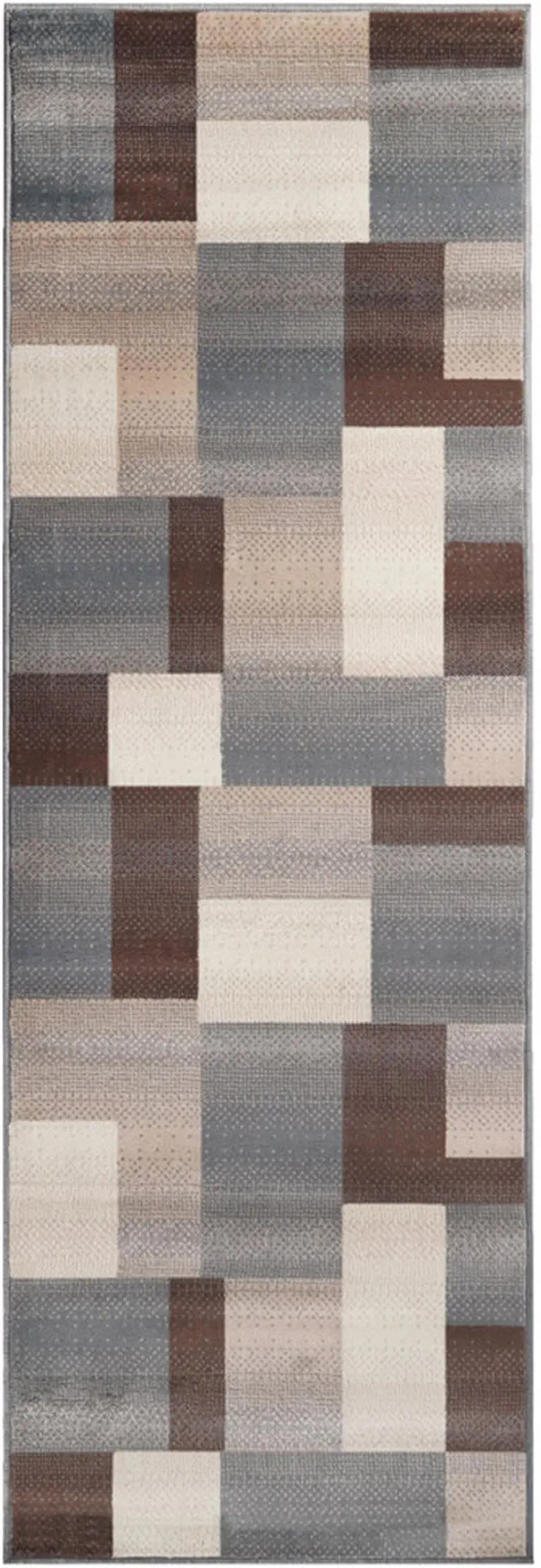 8' Patchwork Power Loom Stain Resistant Runner Rug Photo 1