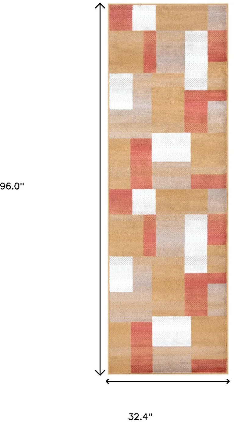 8' Patchwork Power Loom Stain Resistant Runner Rug Photo 5
