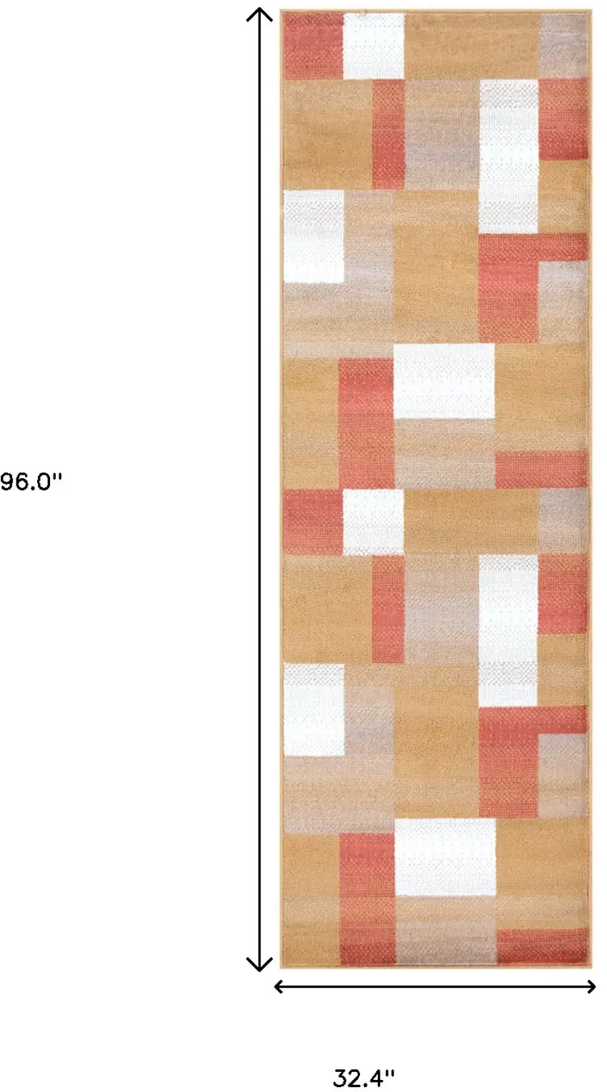 8' Patchwork Power Loom Stain Resistant Runner Rug Photo 6