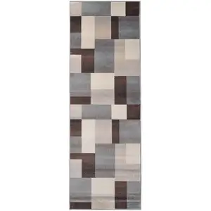 Photo of 12'  Patchwork Stain Resistant Runner Rug