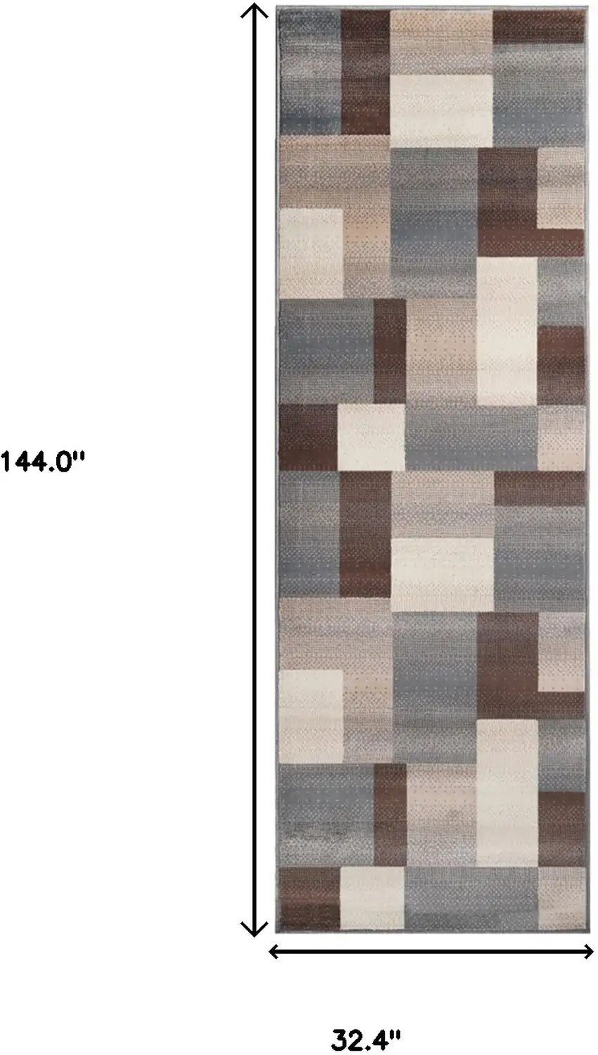 12'  Patchwork Stain Resistant Runner Rug Photo 6