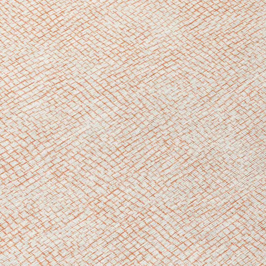 8' Peach And Beige Round Geometric Washable Indoor Outdoor Area Rug Photo 8