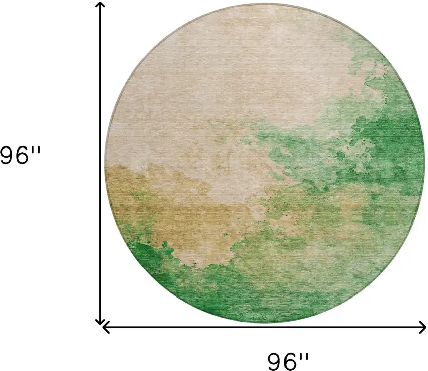 8' Peach And Green Round Abstract Washable Indoor Outdoor Area Rug Photo 9