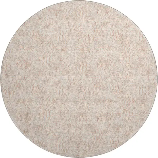 8' Peach And Ivory Geometric Washable Round Rug With UV Protection Photo 1