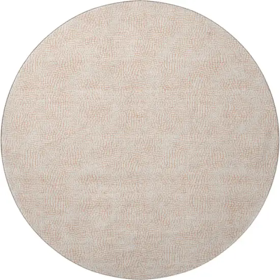 8' Peach And Ivory Geometric Washable Round Rug With UV Protection Photo 2