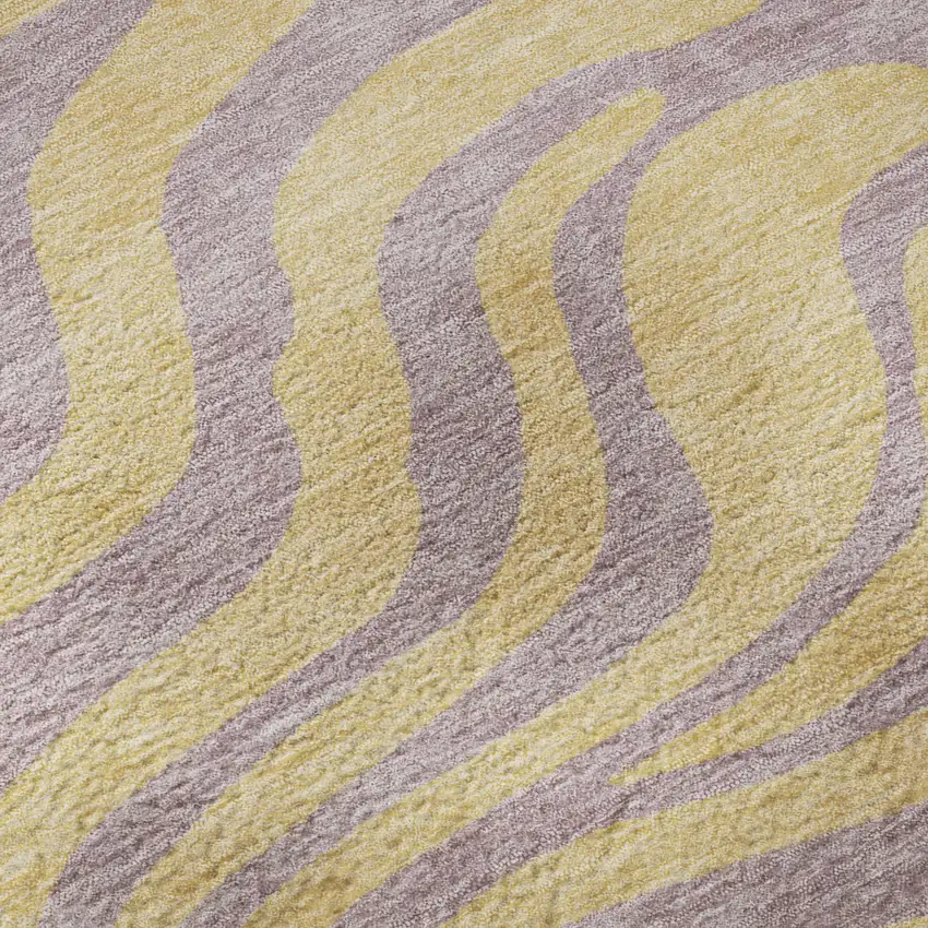 8' Peach And Lavender Animal Print Washable Round Rug With UV Protection Photo 8