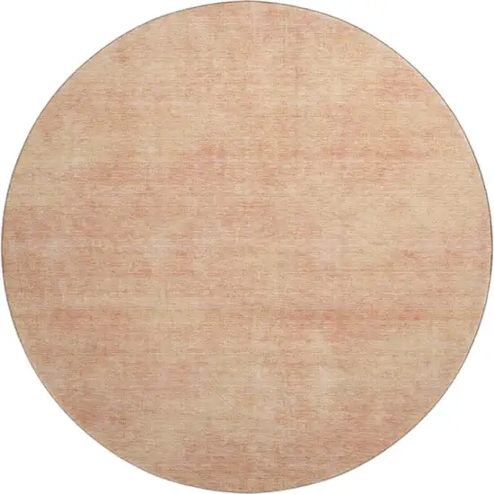8' Peach And Salmon Abstract Washable Round Rug With UV Protection Photo 1
