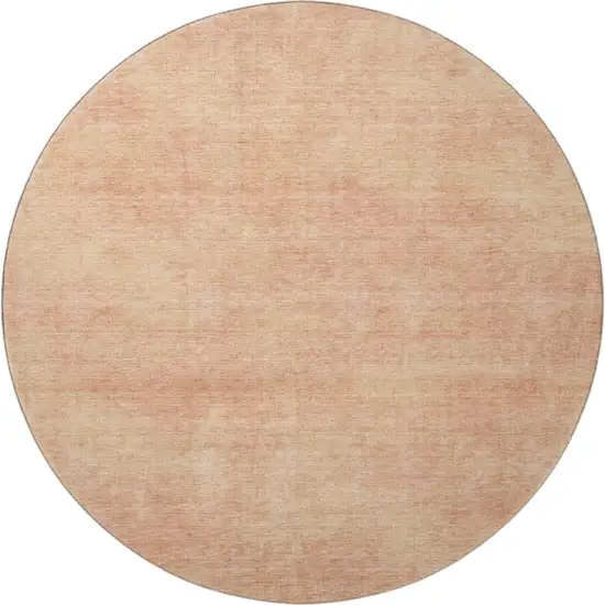 8' Peach And Salmon Abstract Washable Round Rug With UV Protection Photo 3