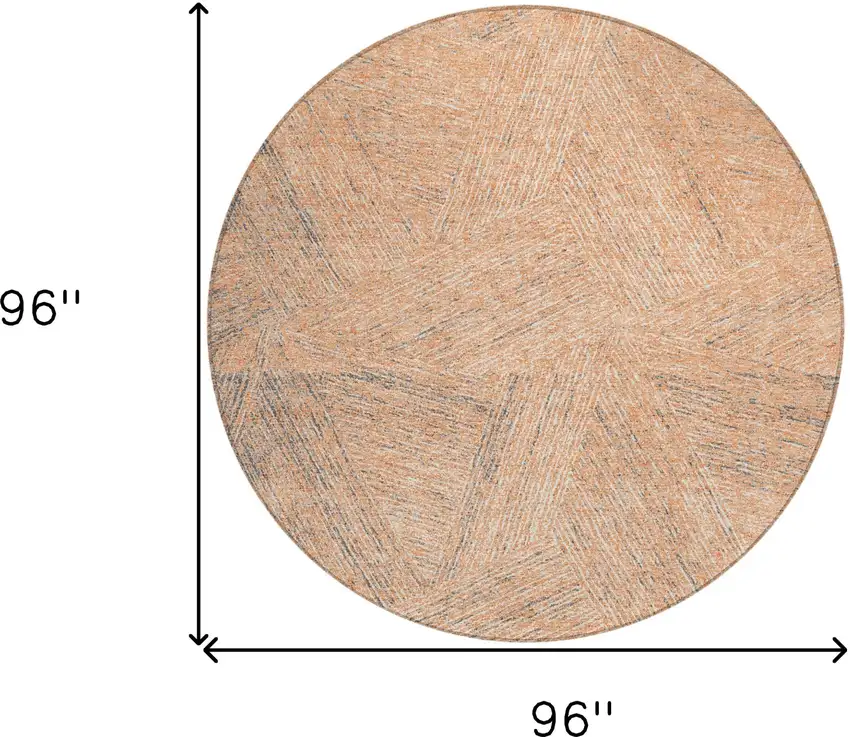 8' Peach Blue And Ivory Round Abstract Washable Indoor Outdoor Area Rug Photo 3