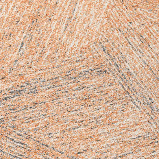 8' Peach Blue And Ivory Round Abstract Washable Indoor Outdoor Area Rug Photo 8