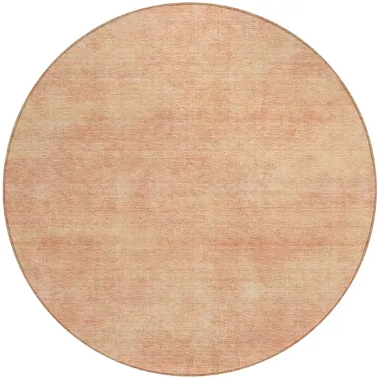 8' Peach Round Washable Indoor Outdoor Area Rug Photo 2
