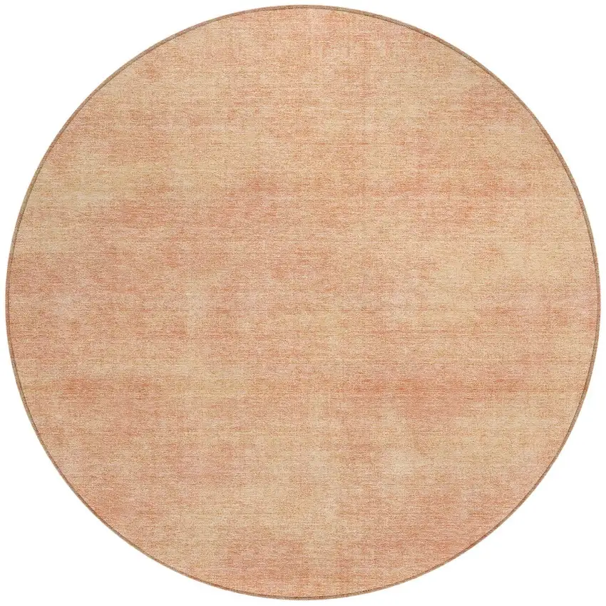 8' Peach Round Washable Indoor Outdoor Area Rug Photo 5