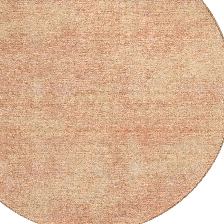8' Peach Round Washable Indoor Outdoor Area Rug Photo 4