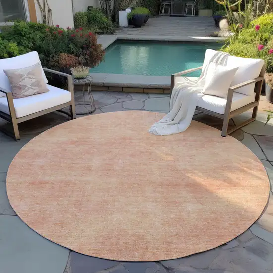 8' Peach Round Washable Indoor Outdoor Area Rug Photo 6