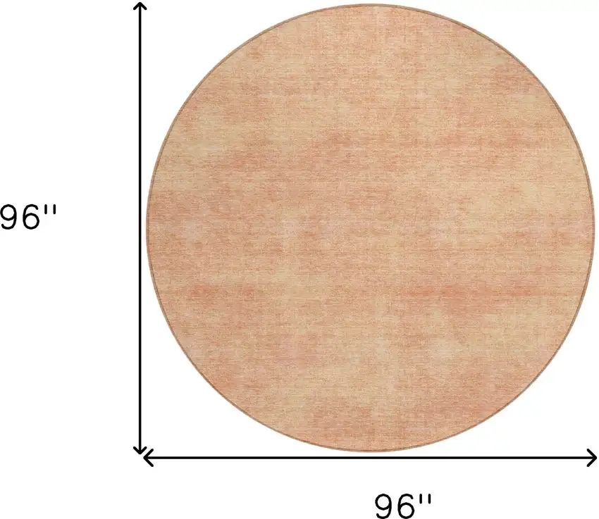 8' Peach Round Washable Indoor Outdoor Area Rug Photo 3