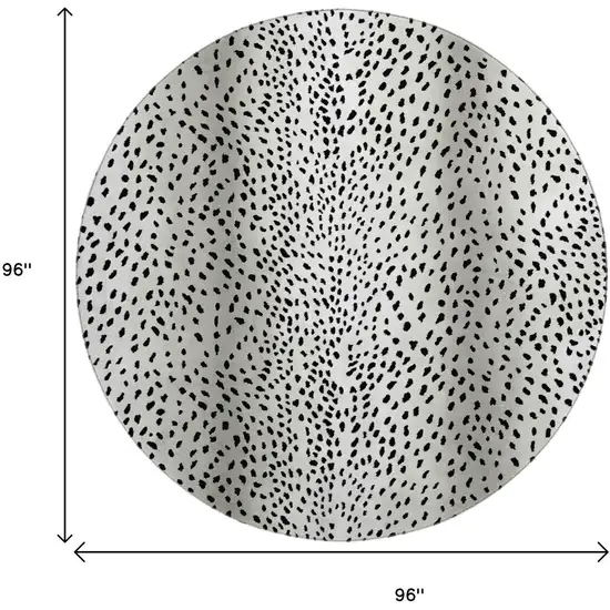 8' Pearl And Black Round Animal Print Washable Indoor Outdoor Area Rug Photo 3