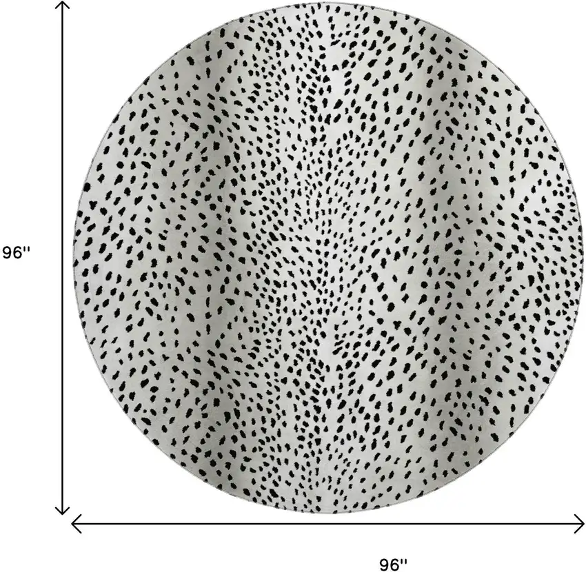 8' Pearl And Black Round Animal Print Washable Indoor Outdoor Area Rug Photo 3