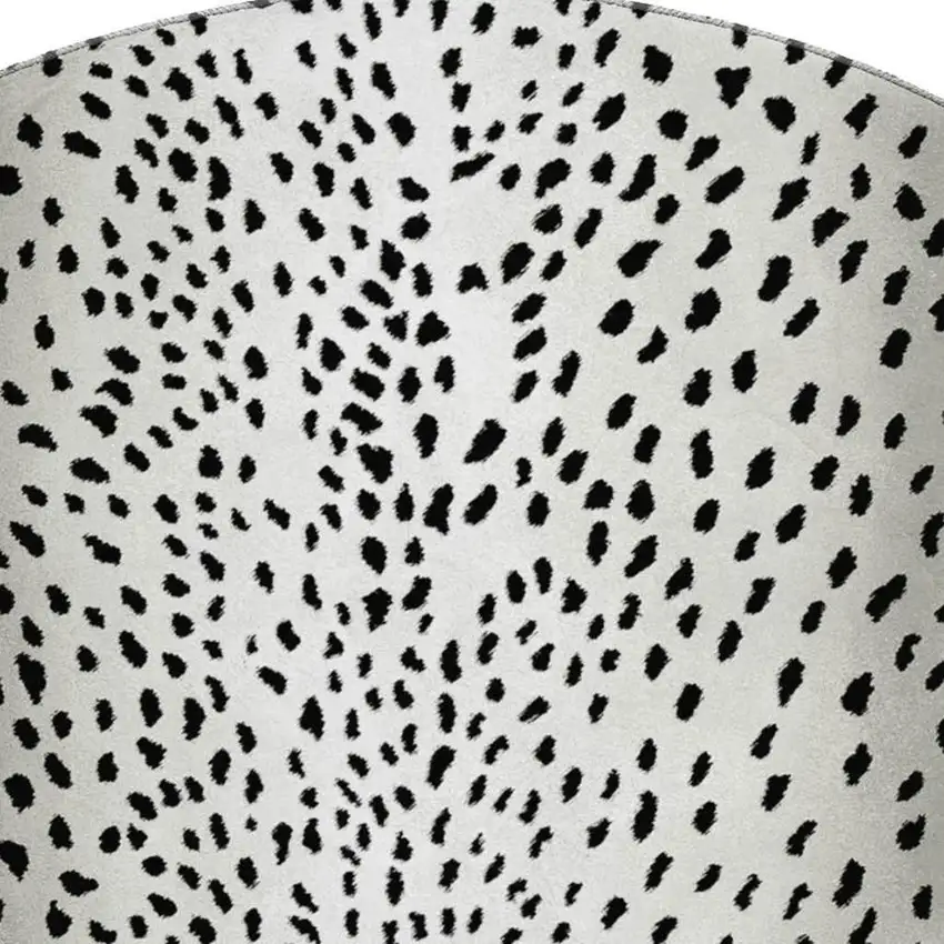 8' Pearl And Black Round Animal Print Washable Indoor Outdoor Area Rug Photo 5