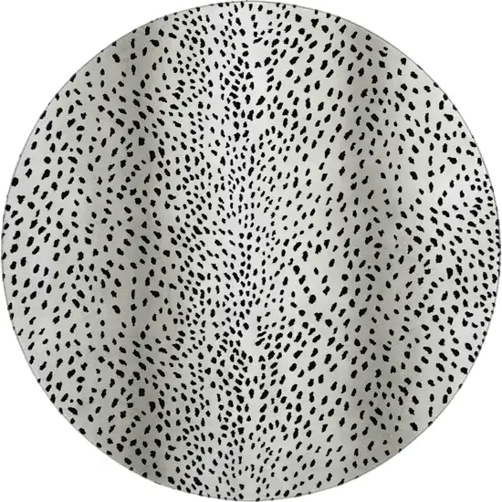 8' Pearl And Black Round Animal Print Washable Indoor Outdoor Area Rug Photo 2