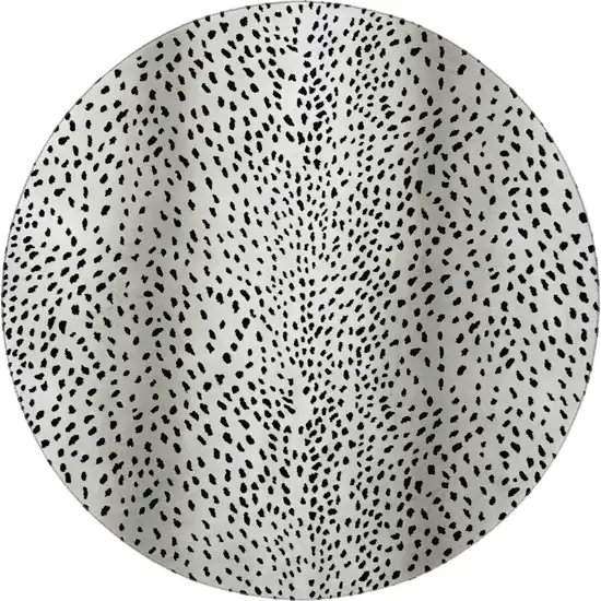 8' Pearl And Black Round Animal Print Washable Indoor Outdoor Area Rug Photo 4