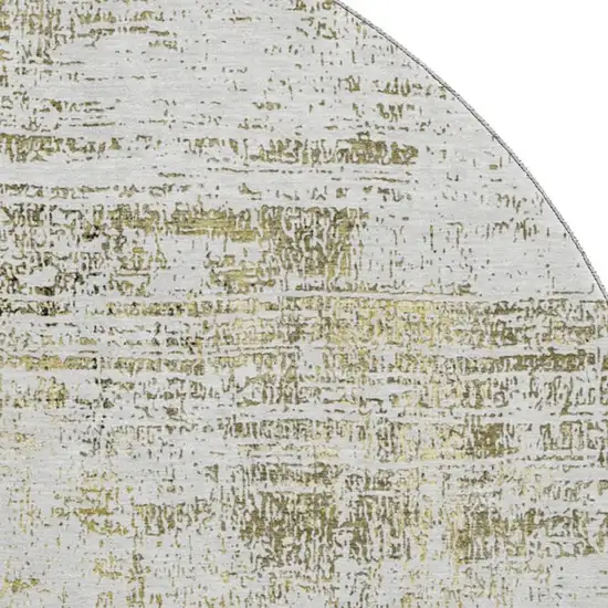 8' Pearl Gold And Green Abstract Washable Round Rug With UV Protection Photo 3