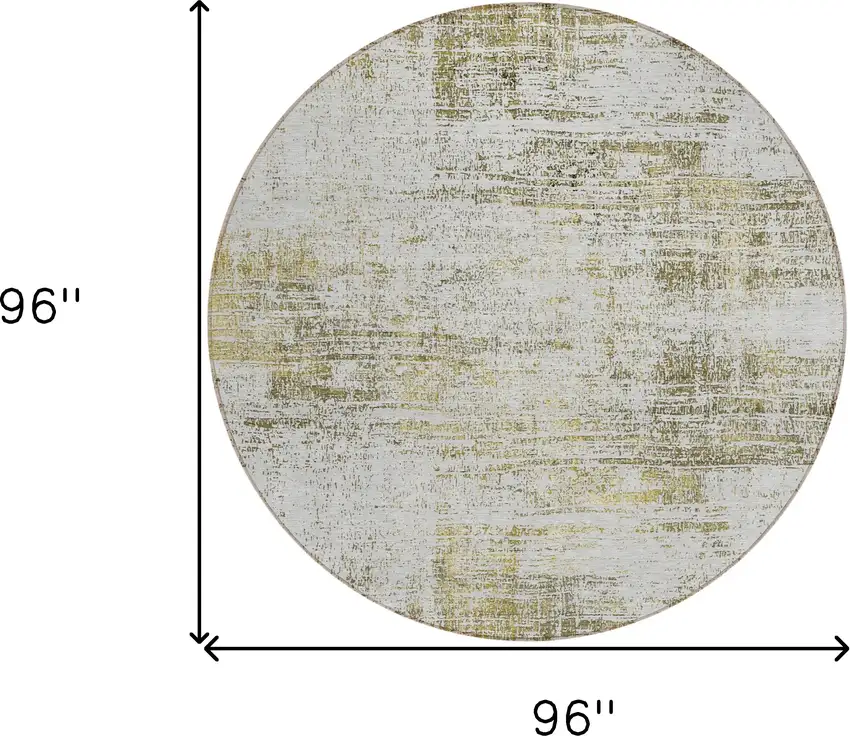 8' Pearl Ivory And Gold Round Abstract Washable Indoor Outdoor Area Rug Photo 3