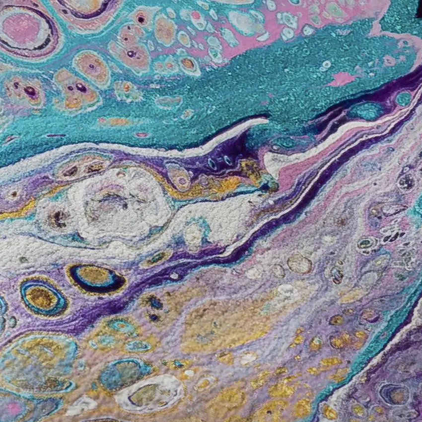 8' Periwinkle Purple And Ivory Round Abstract Washable Indoor Outdoor Area Rug Photo 6