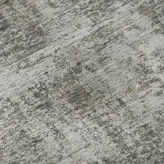 8' Pewter And Beige Abstract Washable Round Rug With UV Protection Photo 8