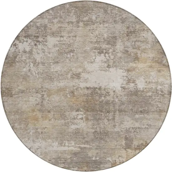 8' Pewter And Beige Round Abstract Washable Indoor Outdoor Area Rug Photo 1