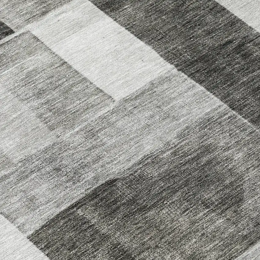 8' Pewter And Black Round Geometric Washable Indoor Outdoor Area Rug Photo 8