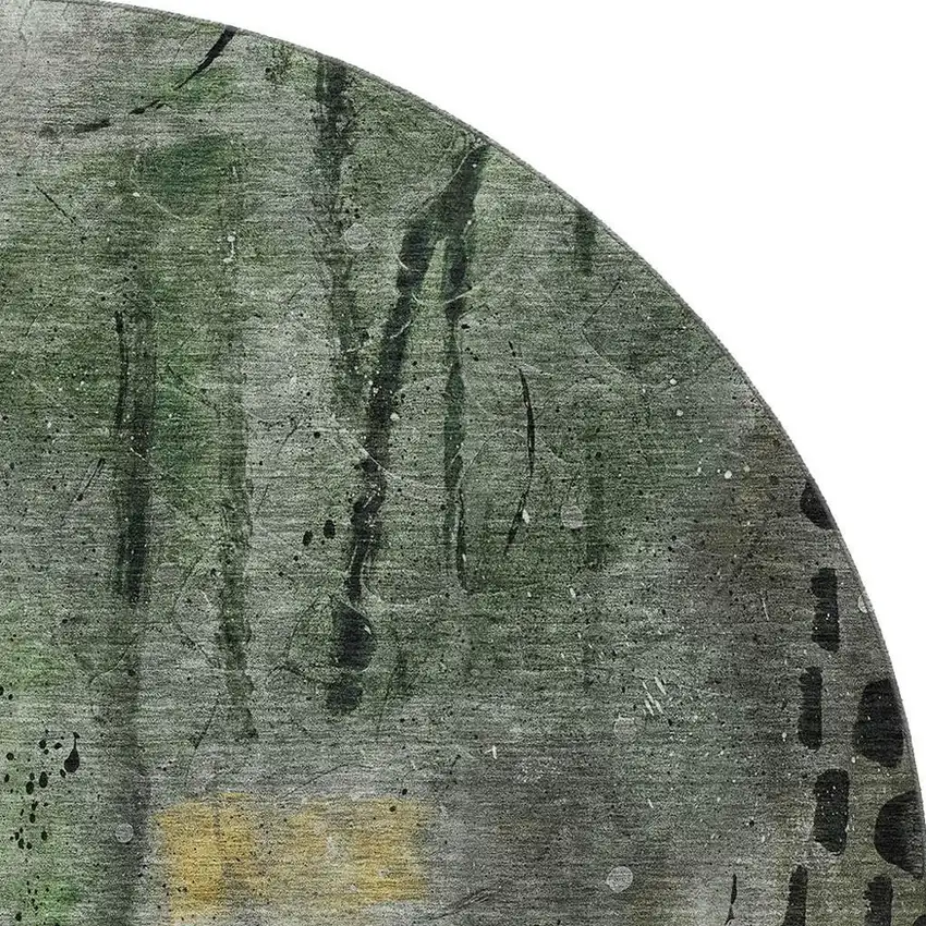 8' Pewter And Charcoal Abstract Washable Round Rug With UV Protection Photo 4