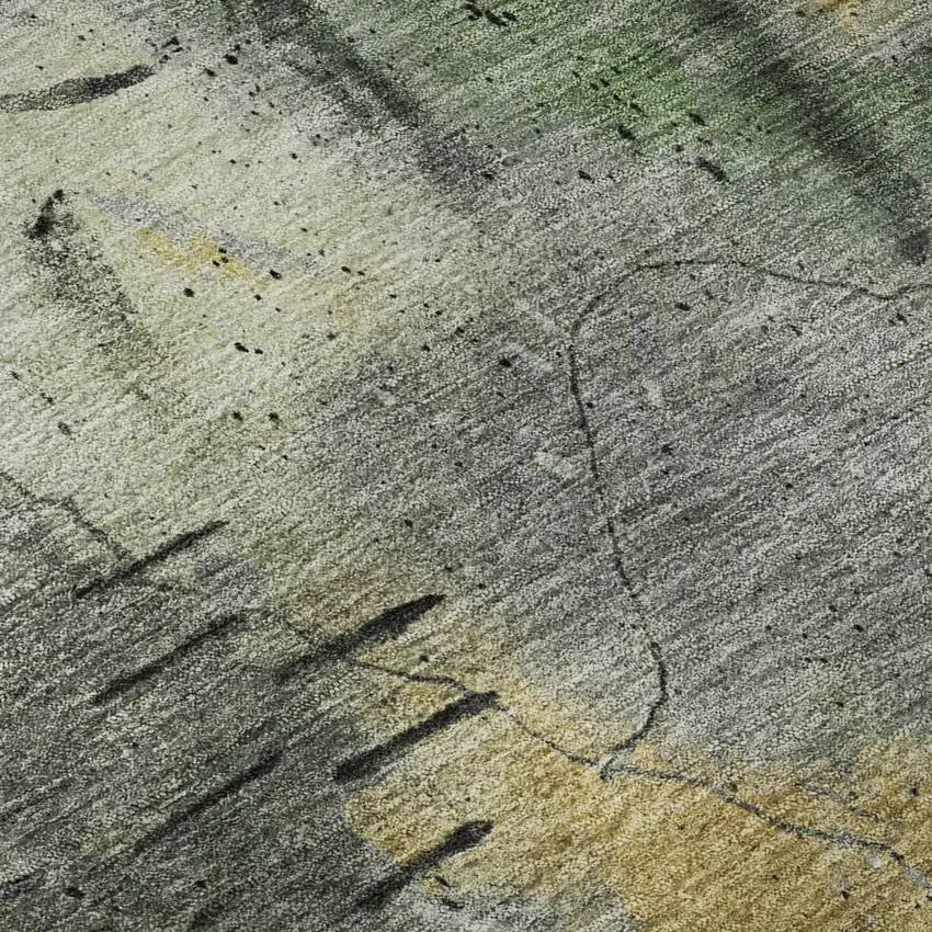 8' Pewter And Charcoal Abstract Washable Round Rug With UV Protection Photo 7