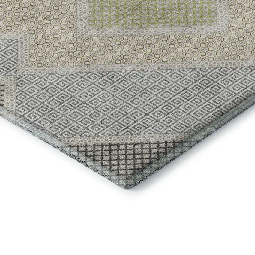 8' Pewter And Copper Geometric Washable Round Rug With UV Protection Photo 6