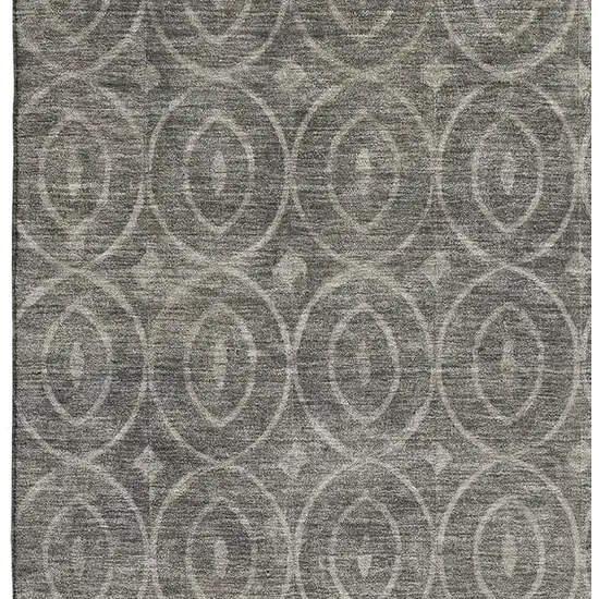 8' Pewter And Gray Geometric Washable Area Rug With UV Protection Photo 3