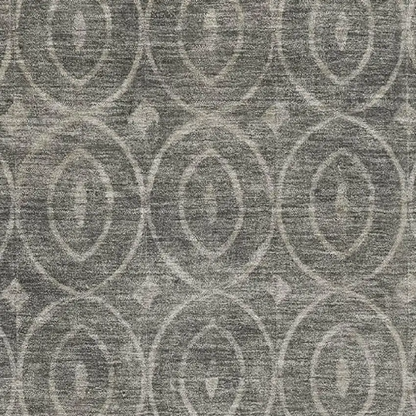 8' Pewter And Gray Geometric Washable Area Rug With UV Protection Photo 2