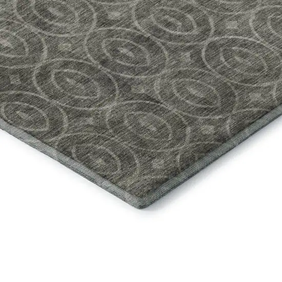 8' Pewter And Gray Geometric Washable Area Rug With UV Protection Photo 7