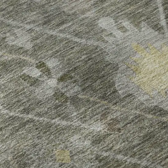 8' Pewter And Gray Oriental Washable Round Rug With UV Protection Photo 7