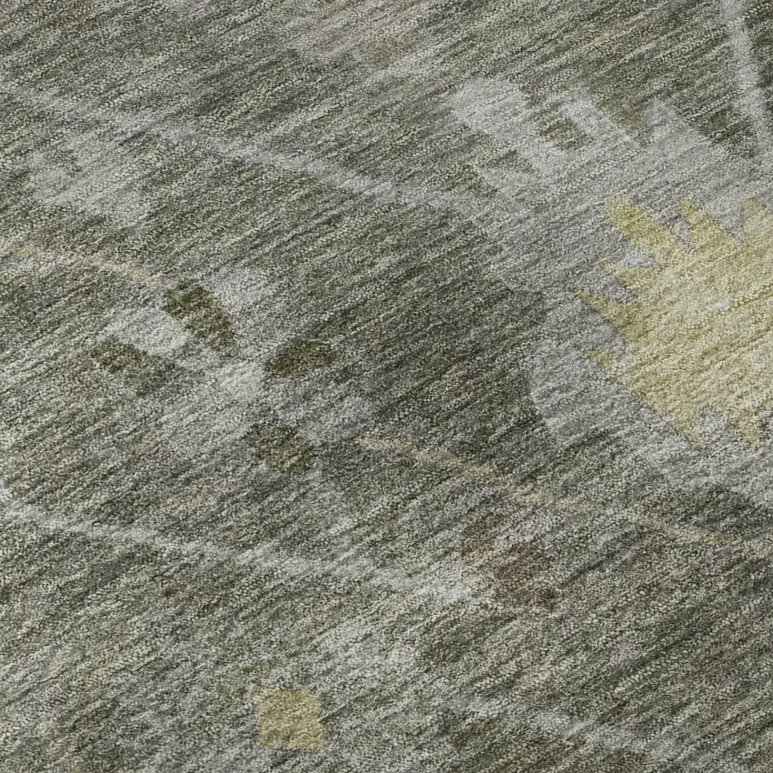 8' Pewter And Gray Oriental Washable Round Rug With UV Protection Photo 7