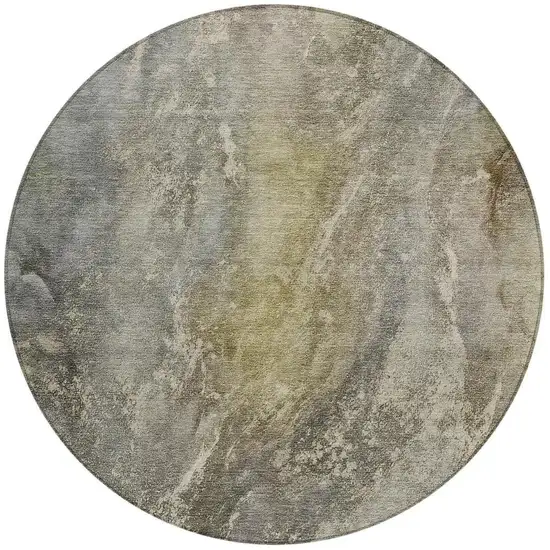 8' Pewter And Gray Round Abstract Washable Indoor Outdoor Area Rug Photo 4