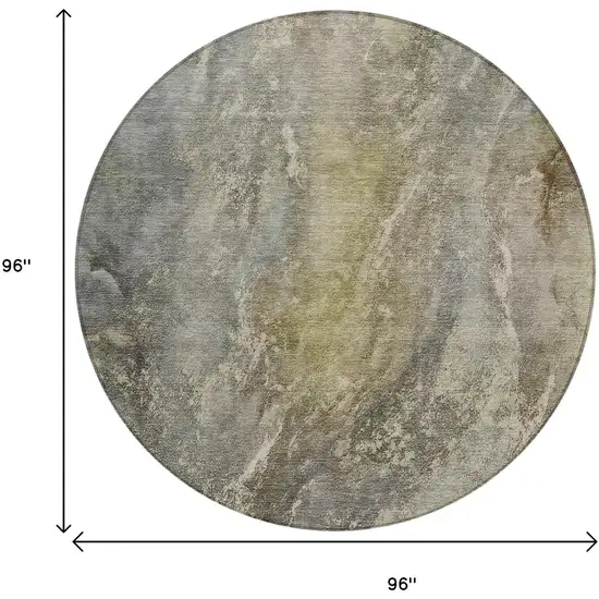 8' Pewter And Gray Round Abstract Washable Indoor Outdoor Area Rug Photo 3