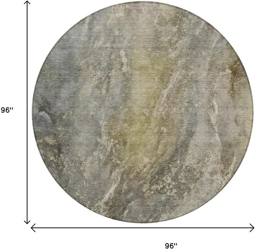 8' Pewter And Gray Round Abstract Washable Indoor Outdoor Area Rug Photo 3