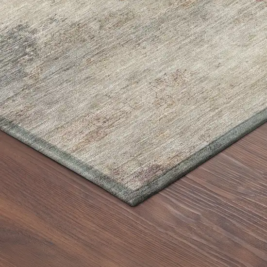 8' Pewter And Gray Round Abstract Washable Indoor Outdoor Area Rug Photo 8