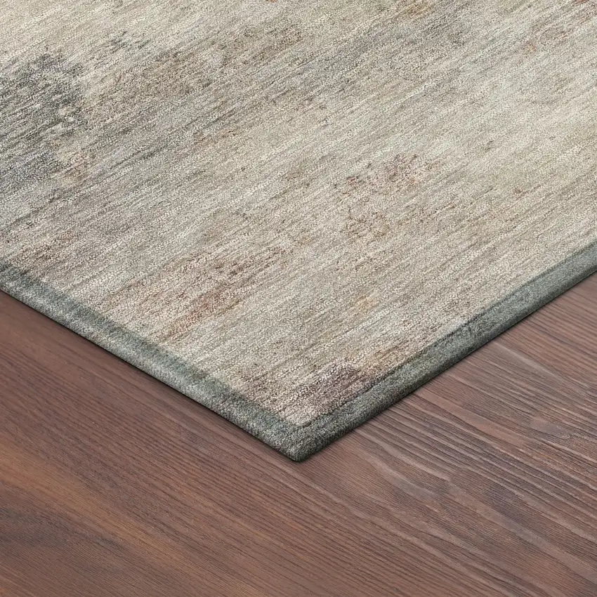 8' Pewter And Gray Round Abstract Washable Indoor Outdoor Area Rug Photo 8