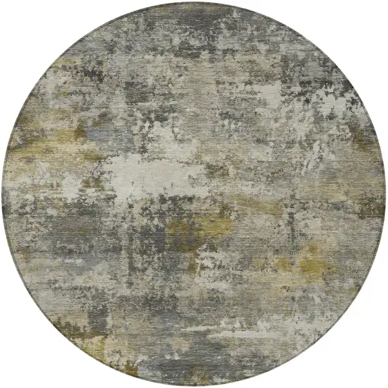 8' Pewter And Gray Round Abstract Washable Indoor Outdoor Area Rug Photo 3
