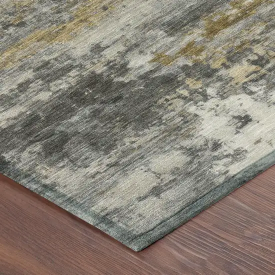 8' Pewter And Gray Round Abstract Washable Indoor Outdoor Area Rug Photo 3