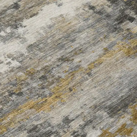 8' Pewter And Gray Round Abstract Washable Indoor Outdoor Area Rug Photo 4