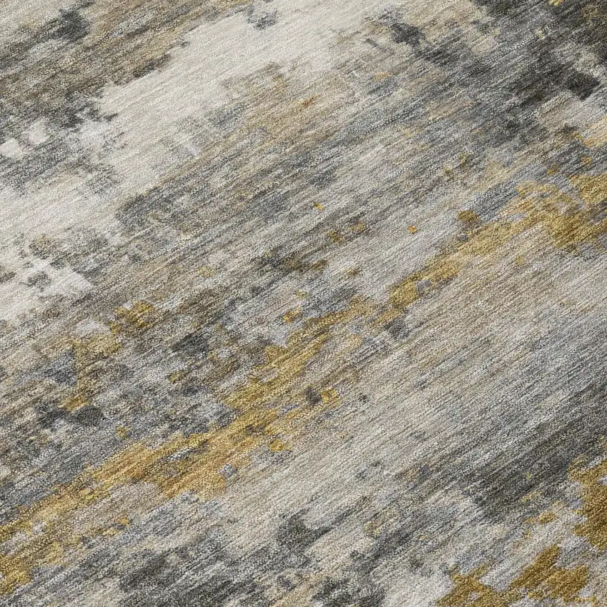 8' Pewter And Gray Round Abstract Washable Indoor Outdoor Area Rug Photo 4